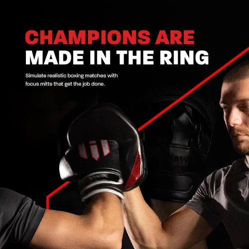 Vista 3 de Hawk Sports - Manoplas de boxeo curvadas con acolchado de espuma EVA, manoplas de enfoque de cuero resistente para entrenamiento de boxeo y artes