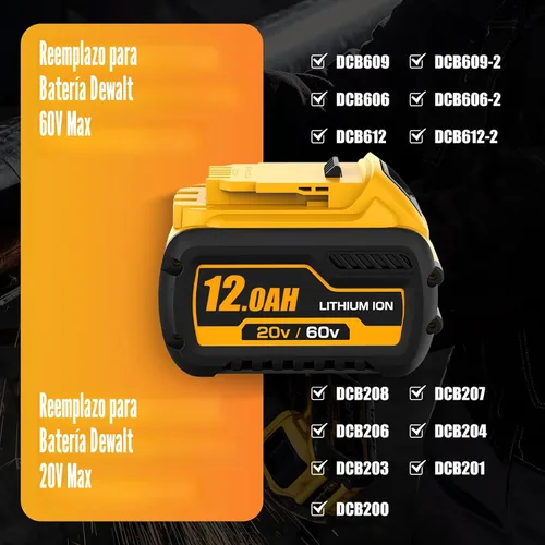 Vista 2 de 2 paquetes de repuesto para batería Dewalt 20V/60V Flexvolt y cargador