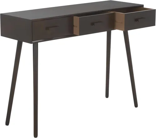 Vista 13 de Safavieh Home Albus Mid-Century - Mesa consola moderna de 3 cajones color negro