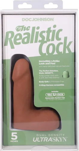 Vista 4 de Doc Johnson El consolador realista ULTRASKYN de 5 pulgadas con ventosa extraíble Vac-U-Lock, compatible con máquina F y arnés, solo para adultos