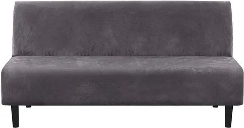 Vista 11 de IMYOGI Fundas de terciopelo para sofá sin brazos, fundas elásticas para sofá cama, fundas súper suaves, protector de muebles antideslizante con Negro