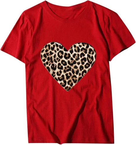 Vista 27 de Camisetas de manga corta con estampado de corazón para mujer, camisetas de ajuste regular, linda y divertida, ropa de regalo 2023