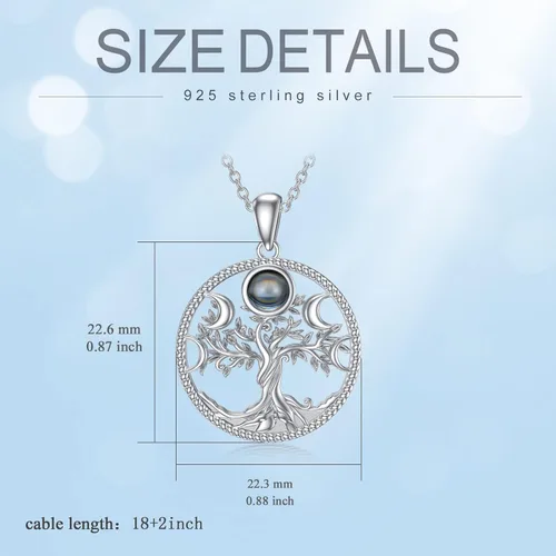Vista 6 de Collar de árbol de la vida con piedra natal en 100 idiomas "I Love You", colgante de árbol de la vida, joyería de piedra natal personalizada
