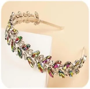 Vista 8 de Tiara y Corona Nupcial de Cristal con Diadema para Boda, Accesorios para el Cabello en Forma de Lágrima para Mujeres Azul