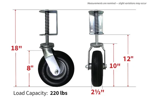 Vista 6 de Shepherd Hardware 8734 Rueda giratoria de puerta con resorte libre de pinchazos de alta resistencia con soporte universal, rueda de 8 pulgadas