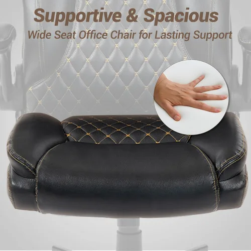 Vista 4 de Silla de oficina grande y alta resistente con brazos abatibles, silla ejecutiva ergonómica de escritorio para el hogar de 450 libras con asiento