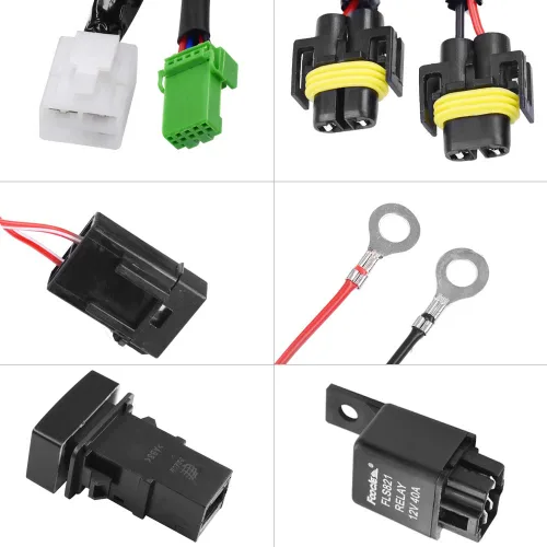 Vista 4 de H11 880 881 H9 H8 Lámpara de luz antiniebla Arnés de cableado Conector de cable con relé de 40 A e interruptor de encendido/apagado Kits apto