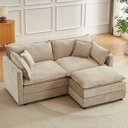 Vista 6 de Sofá modular seccional, juego de sofá en forma de L de 77 pulgadas con reposabrazos, cómodos sofás de nube de 2 plazas para sala de estar