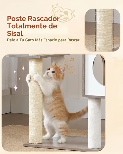 Vista 6 de Heybly Árbol para Gatos, Torre Alta de Madera de 70.5 Pulgadas para Gatos Grandes de Interior con Estructura Extra Estable, Muebles Modernos
