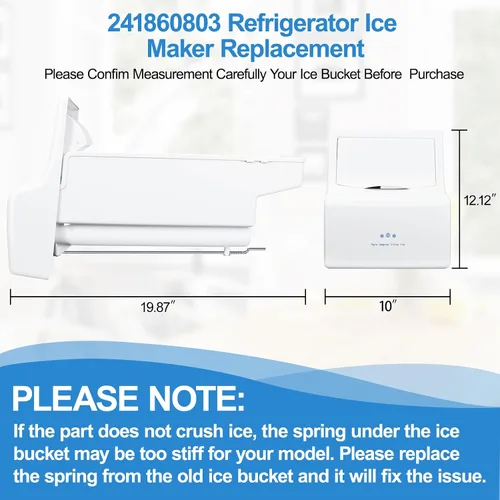 Vista 2 de Cubo de hielo para refrigerador 241860803 mejorado compatible con Frigidaire fabricador de hielo, contenedor de repuesto para hielo, conjunto