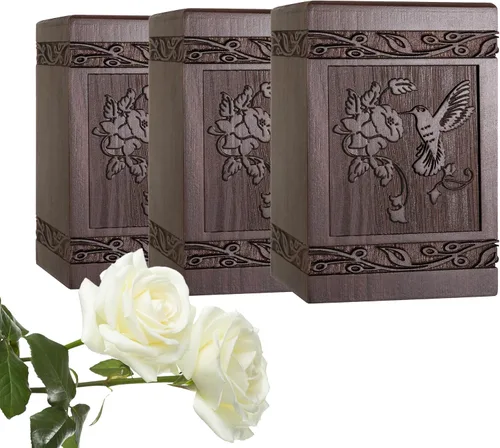 Vista 8 de Urnas de cremación para cenizas humanas adultas, machos y hembras, caja de urnas de colibrí de madera y ataúd para hombres, mujeres, niños