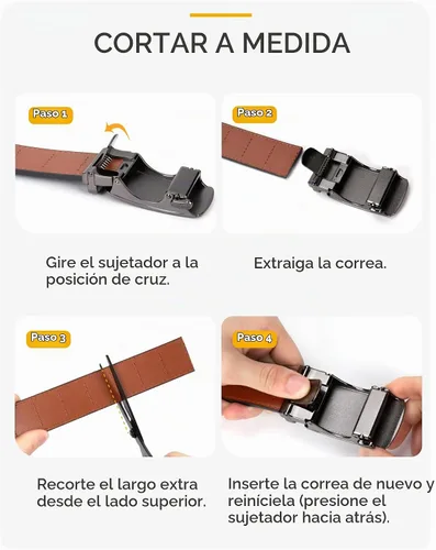 Vista 5 de CHAOREN Cinturón para hombre de cuero con trinquete - Ajuste personalizable, estilo sin esfuerzo (35 mm)
