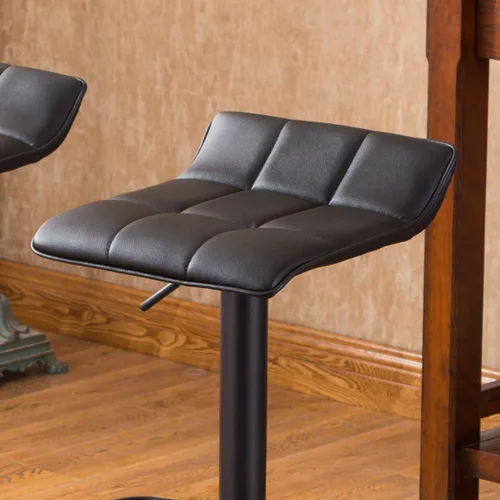 Vista 8 de Roundhill Furniture Belham Taburete giratorio de piel regenerada ajustable (2 unidades), color negro