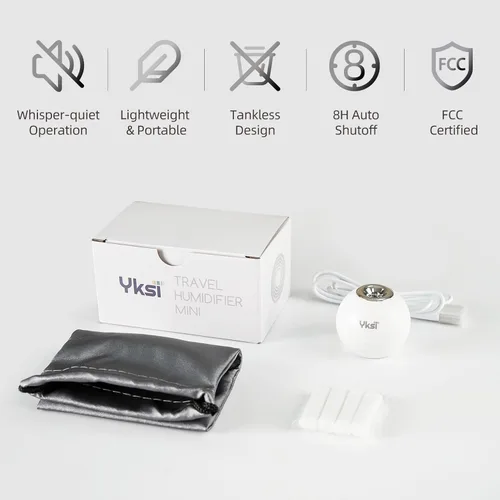 Vista 5 de YKSI Mini humidificadores portátiles, humidificador personal de escritorio para viajes, oficina, dormitorio, plantas con apagado automático de 8