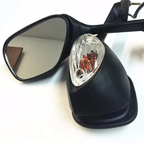 Vista 6 de Espejos estilo SMT-OEM compatibles con Suzuki GSXR600 750 2009 2010 2011 2012 GSXR1000 Negro con luz LED amarilla Señales de giro Producto