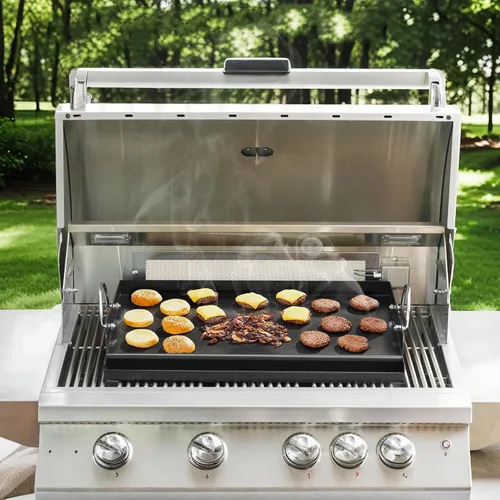 Vista 6 de Onlyfire Plancha universal para barbacoa con asas para la mayoría de las parrillas, parrilla antiadherente con revestimiento de cerámica