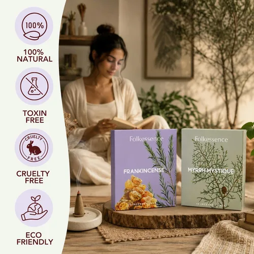 Vista 3 de Folkulture Conos de incienso premium e incienso y mirra - Juego de 2 (20 conos)