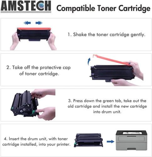 Vista 5 de Amstech Cartucho de tóner de repuesto compatible para tn760 paquete de 4