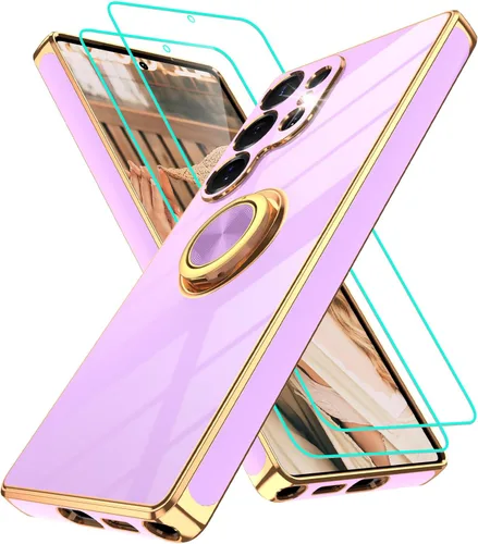Vista 302 de Funda para Motorola Moto G 5G 2024: Funda Moto G Play 5G 2024 con 2 piezas de protectores de pantalla, soporte de anillo de rotación de 360°