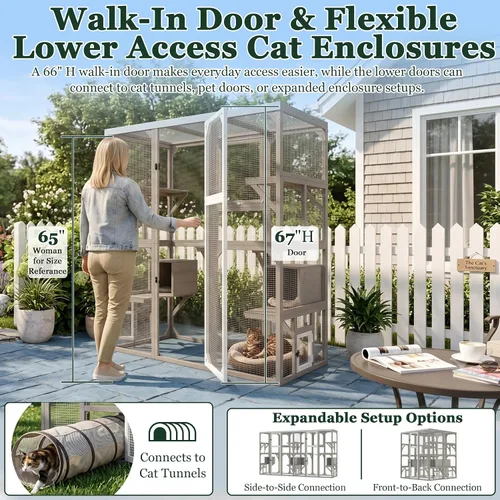Vista 5 de Gowoodhut Catio - Recintos para gatos al aire libre, casa grande de madera
