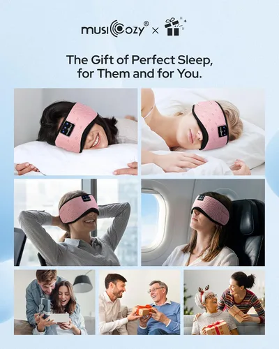 Vista 7 de MUSICOZY Auriculares Bluetooth para dormir de lado Rosa (mesh pink)