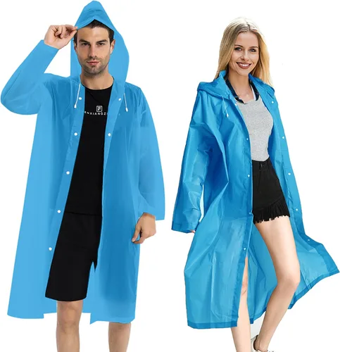 Vista 40 de Abrigos de lluvia (paquete de 2) – Ponchos de lluvia reutilizables de EVA para adultos, chaquetas impermeables para hombres y mujeres