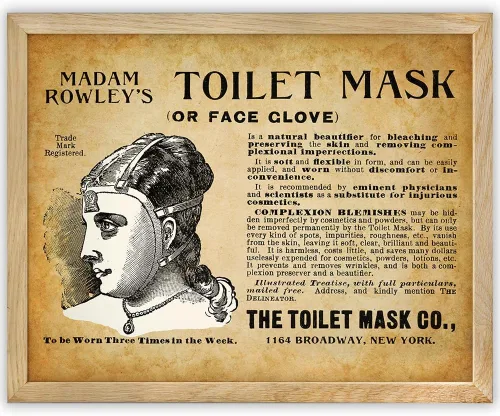 Vista 5 de Madam Rowley's Toilet Mask Advertisement Vintage Beauty Framed Wall Decor Victorian Cosmetic History Artwork Antique Skincare Illustration