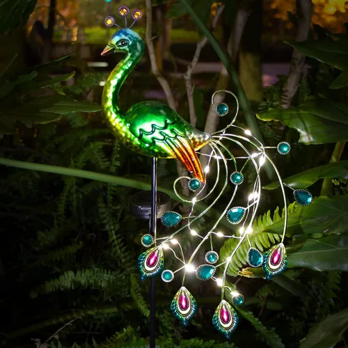 Vista 9 de Glintoper - Luces solares de jardín, estacas decorativas de metal con diseño de pavo de 39 pulgadas de altura para exteriores, regalos ideales