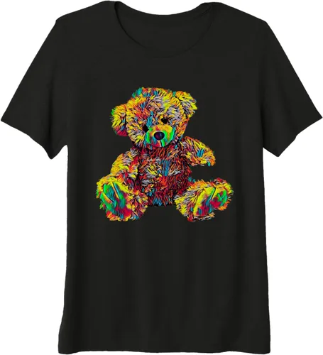 Vista 9 de Lindo oso de peluche de peluche camiseta premium, Negro