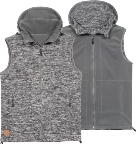 Vista 20 de Little Donkey Andy Chaleco de forro polar reversible para hombre, ligero, cálido, sin mangas, con capucha, para senderismo, caminar, viajar