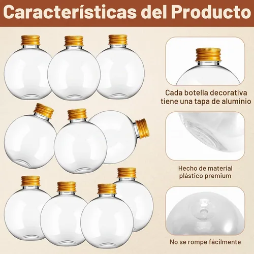 Vista 4 de 30 botellas de plástico para arte de arena, 6 onzas, forma de Dorado
