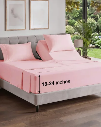 Vista 383 de Extra Deep Twin XL Sheet Set - 3 Piece College Dorm Room - White 01-Blanco