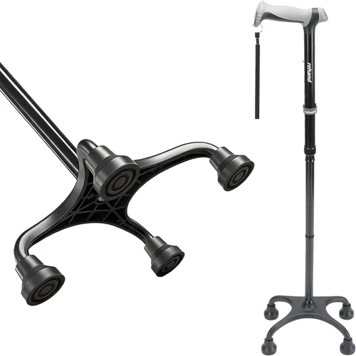 Vista 10 de Rehand Bastón cuádruple, bastón para caminar con mango ergonómico siempre y elegante base de 4 puntas para mayor estabilidad, bastones ajustables