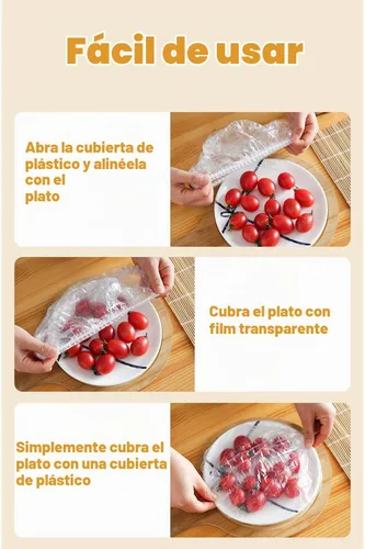 Vista 6 de 200 bolsas de conservación de frescos, bolsas de plástico elásticas para sellar alimentos con borde elástico, tapas ajustables elásticas Transparente