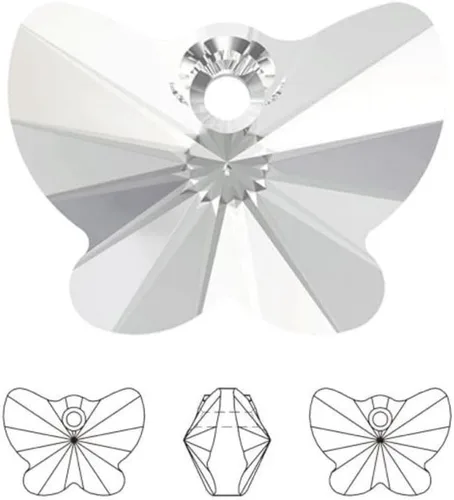 Vista 3 de 20 colgantes de cristal de mariposa checa de 0.394 in (0.39 pulgadas) abril transparente piedra natal agujero lateral cuentas para joyería artesanía