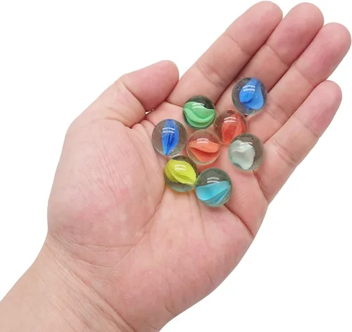 Vista 2 de MANSHU 60 canicas de vidrio para juegos de mármol, 0.63 pulgadas, 6 colores.