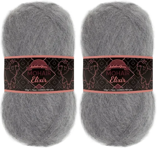 Vista 121 de JubileeYarn Mohair Elixir Yarn - 50g/Skein Baby Wool Blend - Cosmopolitan - 1 Skein