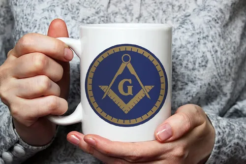 Vista 3 de Fonhark - Taza masónica, cuadrado y brújula con símbolo masonero, taza de Logia Masonería, Prince Hall Brother Master Mason, taza de café novedosa