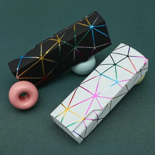 Vista 5 de Abwuulq - Funda de gafas deslumbrante celosía, funda protectora portátil para gafas, cubierta rígida para gafas de moda, unisex..