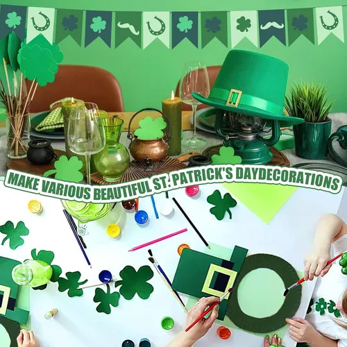 Vista 6 de JULBEAR 30 hojas de cartulina de colores del día de San Patricio 5 colores 180 g/m² 8.5x11 pulgadas, cartulina verde surtida para tarjetas DIY