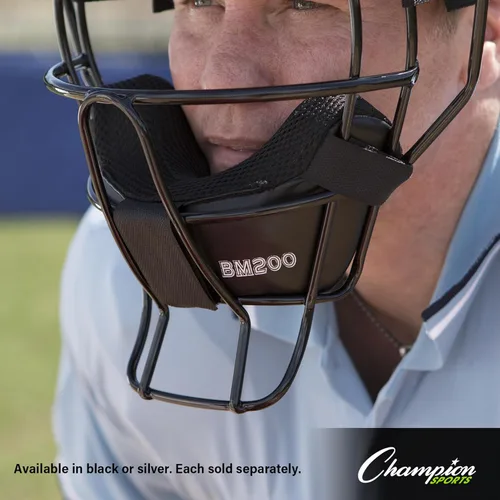 Vista 7 de Champion Sports Ultra Lightweight Umpire Face Mask – Baseball & Softball Umpire Equipment, Steel Frame, Leather Padding