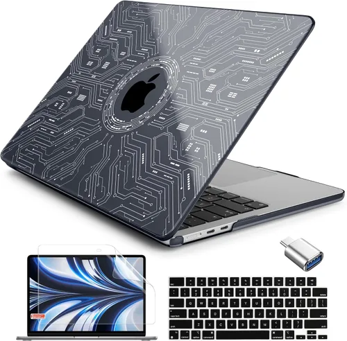 Vista 25 de Batianda AstroGrid - Funda para MacBook Air de 13.6" M2-M5 Chip, Galaxy Líneas abstractas