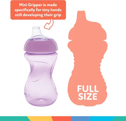 Vista 5 de Nuby Mini Gripper No-Spill Baby Sippy Cups with Soft Spout - (3 Pack) 6 oz - 6+ Months - Pink/Purple/Aqua