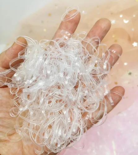 Vista 6 de BEBEEPOO - Bandas elásticas transparentes para el cabello, 2500 bandas de goma para el cabello, mini bandas elásticas transparentes para el cabello
