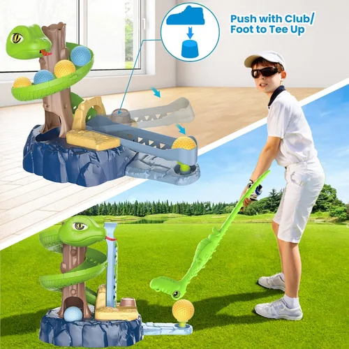 Vista 4 de Juego de golf para niños de 3, 4 y 5 años, juegos de golf para niños, palos de golf para niños, juguetes al aire libre para niños de 3 a 5 años