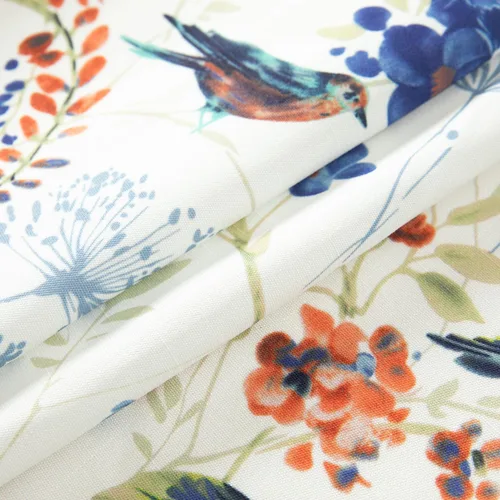 Vista 6 de VOGOL Cenefas de cortina de estilo rústico para ventanas, cenefa decorativa con estampado de hojas de pájaro azul, para cocina, baño, loft