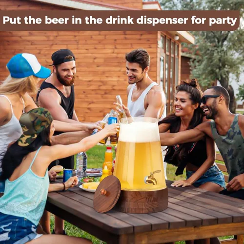 Vista 5 de Dispensador de bebidas de vidrio para fiestas, dispensador grande de bebidas de 1.72 galones con soporte dispensadores de jugo con jarra de espita