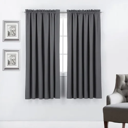 Vista 5 de Diamond Home Linens Cortinas opacas con dobladillo para cortinero de 45 pulgadas de largo para dormitorio, paneles de tratamiento de ventanas