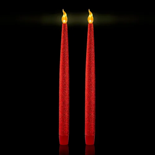 Vista 11 de FURORA LIGHTING Velas LED cónicas blancas con soportes dorados, paquete de 2 con temporizador de 5/19, elegante brillo sin llama para decoración