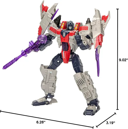 Vista 11 de Transformers Legacy United Voyager Class Cybertron Universe Starscream, figura de acción convertible de 7 pulgadas, para niños de 8 años en adelante